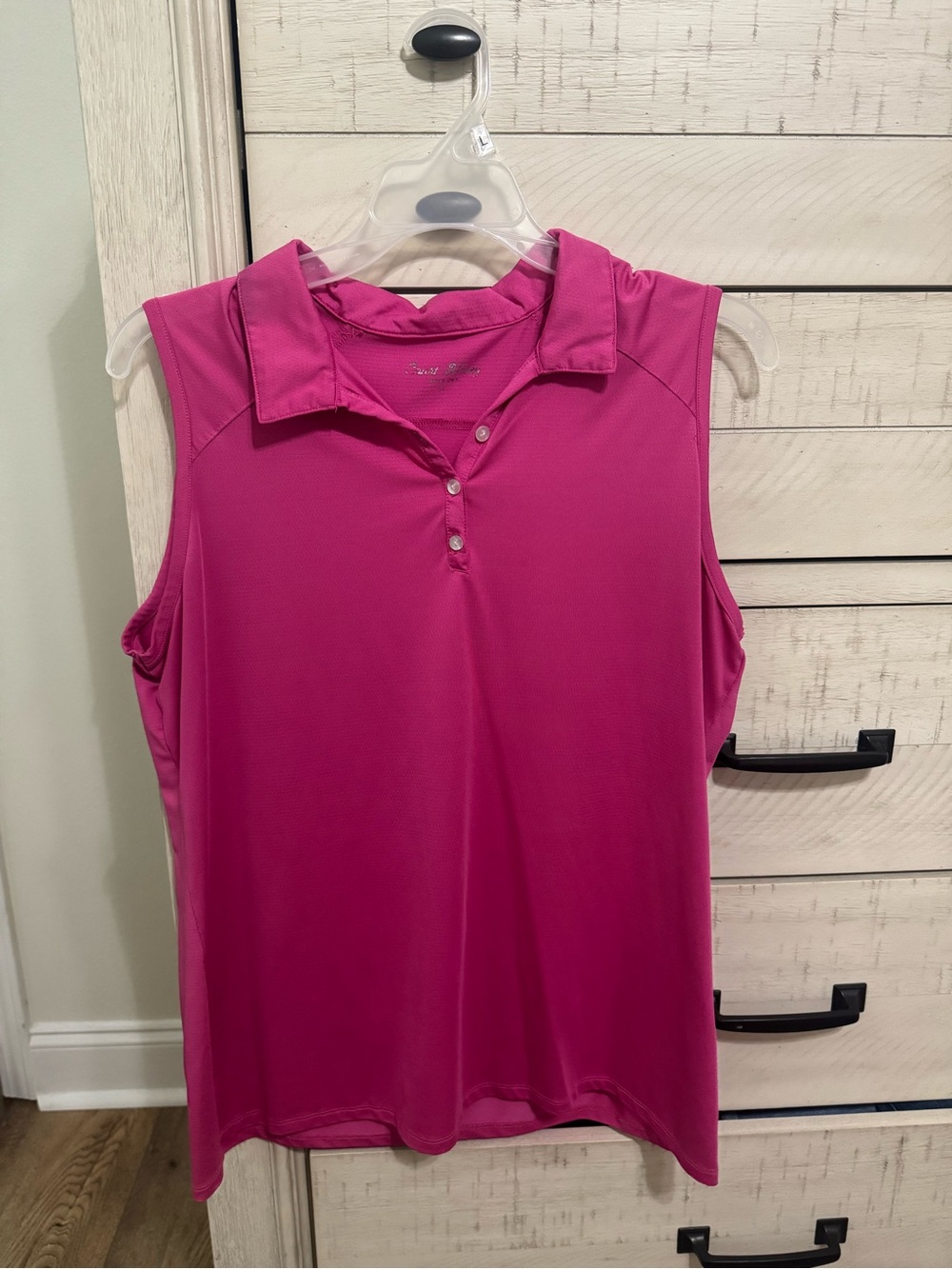 Sleeveless Polo Tank Top in Bright Pink